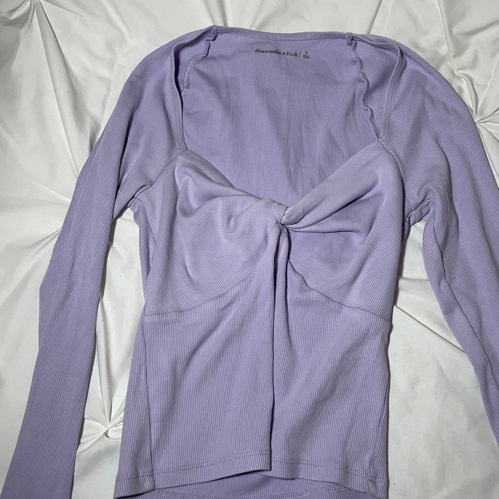 Abercrombie & Fitch Purple Fitted Blouse with Tie Front